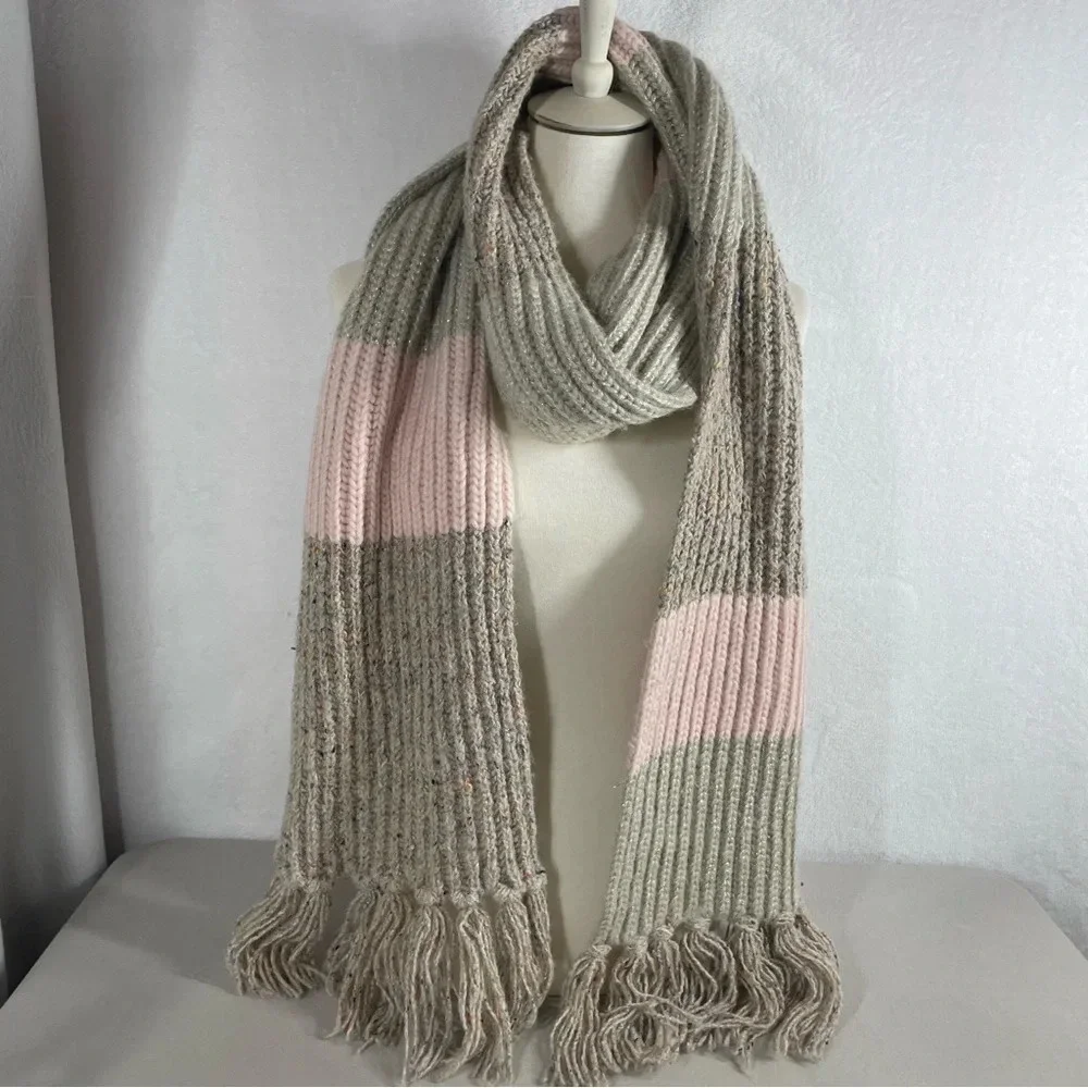 J Crew Wool Alpaca Blend Knit Tassle Scarf